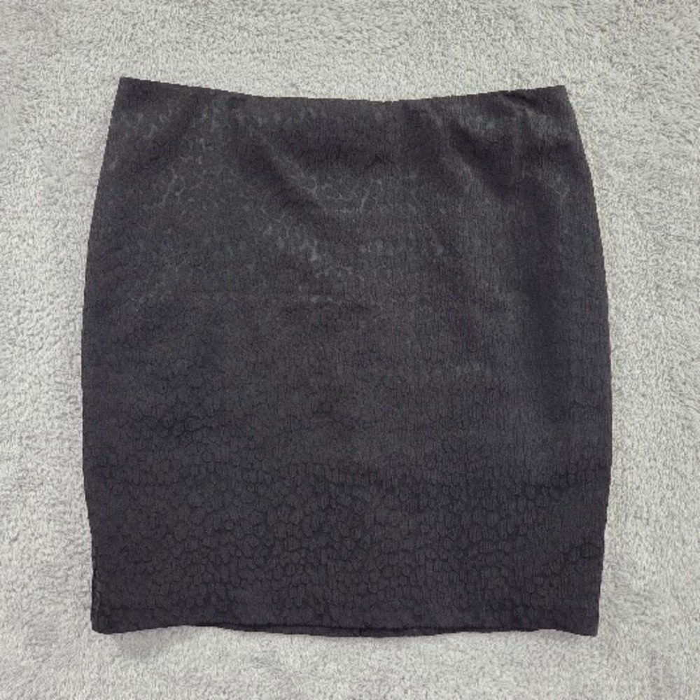 New York & Company Pencil Skirt Women 16 Black Textured Stretch Business Casual